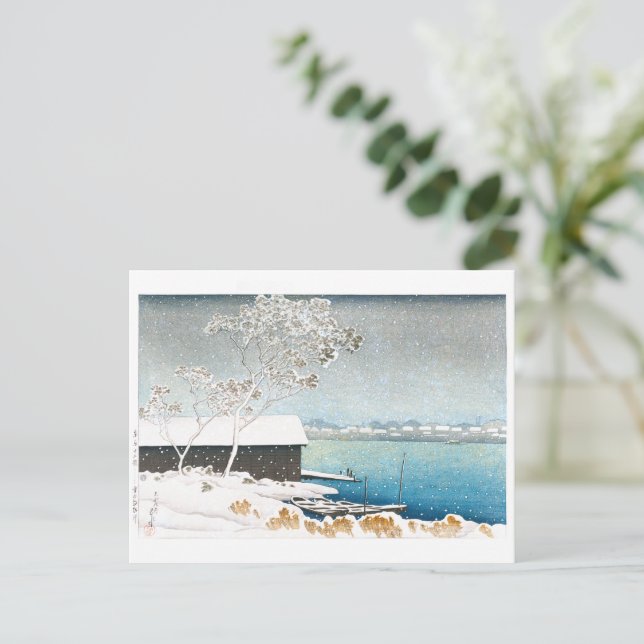 Cartão Postal ukiyoe - hasui - C11 - Shirahige em neve - (Em pé/Frente)