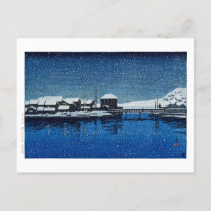 Cartão Postal ukiyoe [hasui] C22 Port of Ebisu, Ilha Sado