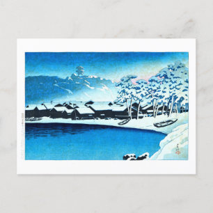 Cartão Postal ukiyoe [hasui] C28 Neve Dawn no porto de Ogi