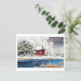 Cartão Postal ukiyoe - hasui - m06 - Neve em Shrine Entrance -