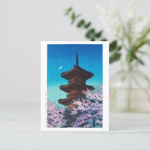 Cartão Postal ukiyoe - hasui - m08 - Primavera à noite -