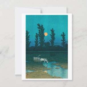 Cartão Postal ukiyoe hasui Nº 52 Lua da noite sobre Nakanosima
