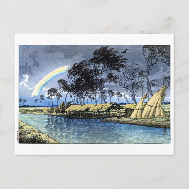 Cartão Postal ukiyoe hasui n02 Hatta, Kaga e Autumn Rainbow (Frente)