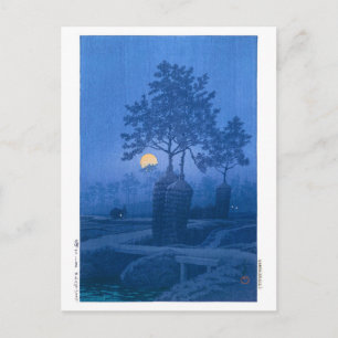 Cartão Postal ukiyoe - hasui - N.º 20 Noite de Lua em Gamo -