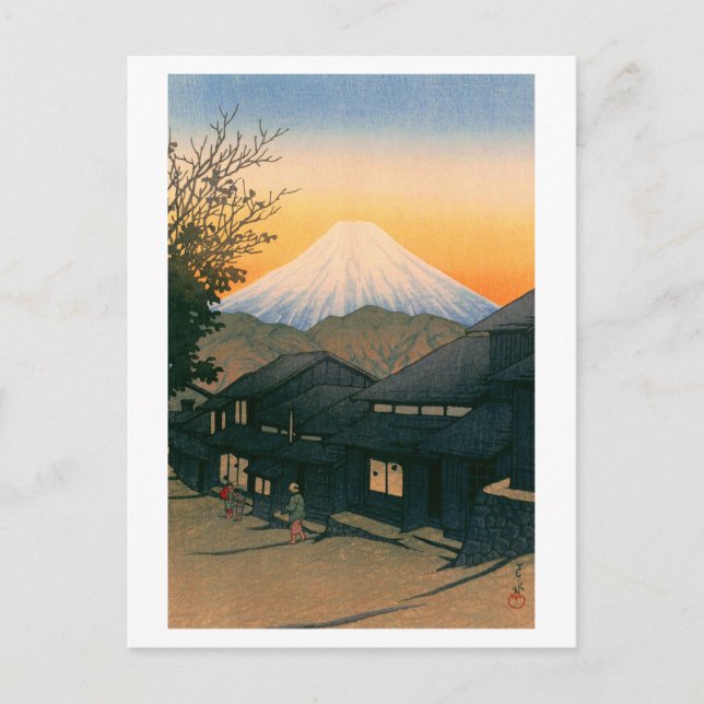 Cartão Postal ukiyoe hasui No53 Mt. Fuji visto de Yui-cho (Frente)