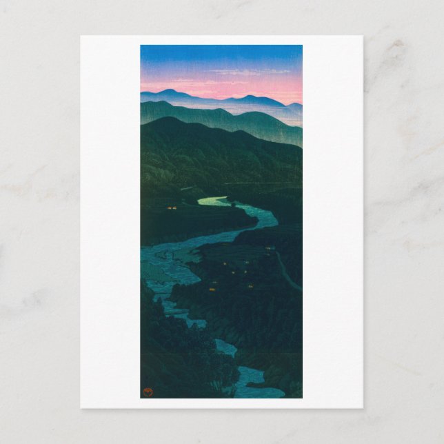 Cartão Postal ukiyoe hasui No58 Etchu’s Ioritani Pass (Frente)