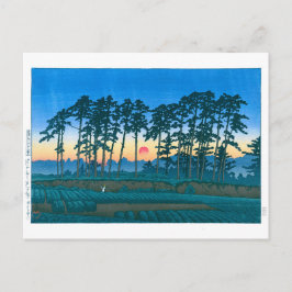 Cartão Postal ukiyoe - hasui - No.14 Ikegami Ichinokura (pôr do 