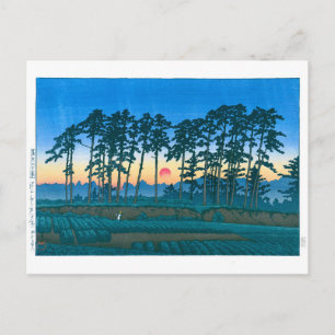 Cartão Postal ukiyoe - hasui - No.14 Ikegami Ichinokura (pôr do