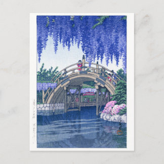 Cartão Postal ukiyoe - hasui - No.34 Wisteria em Kameido -
