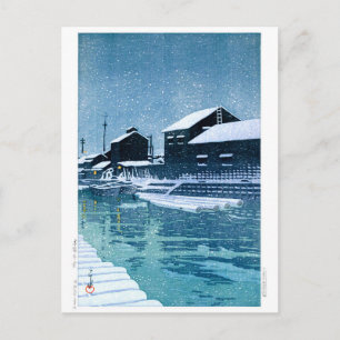 Cartão Postal ukiyoe - hasui - No.40 Neve em Kiba -