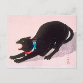 Cartão Postal Ukiyoe [komei] 01 Gato Negro surtando