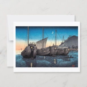 Cartão Postal ukiyoe [komei] Barcos em Baía de Inatori, Izu