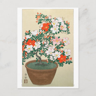 Cartão Postal Ukiyoe [Koson] Azalea em Pote
