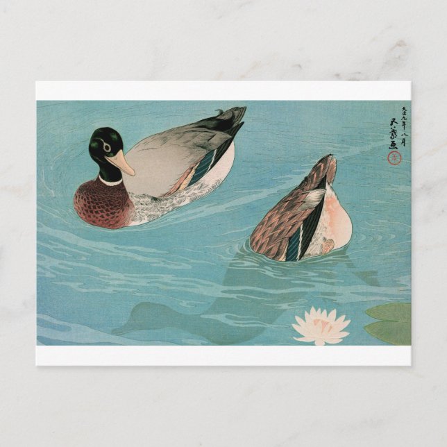 Cartão Postal Ukiyoe Patos [Goyo] (Frente)