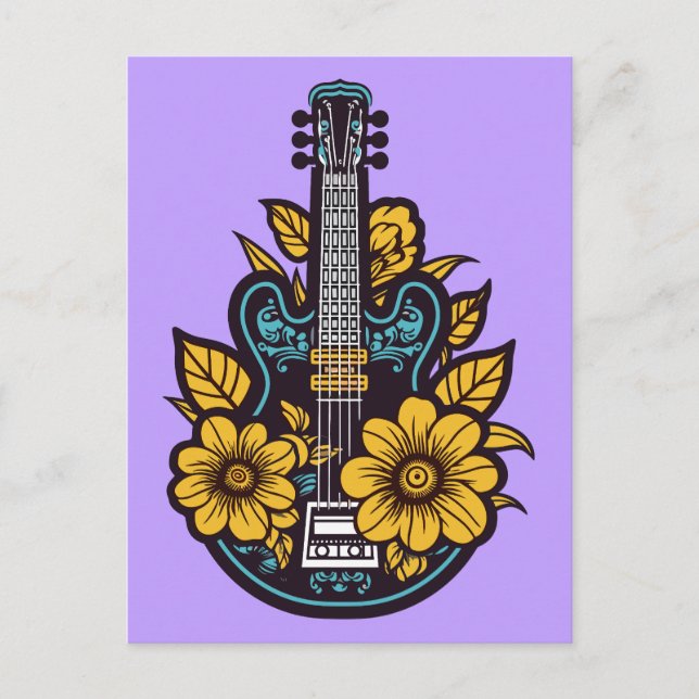 Cartão Postal Ukulele de Cor Personalizada (Frente)