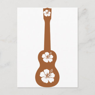 Cartão Postal Ukulele e hibisco branco