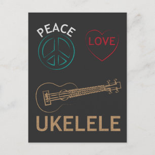 Cartão Postal Ukulele Gift - Peace Love Ukelele Uke Love