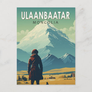Cartão Postal Ulaanbaatar Mongólia Viagem Arte Vintage