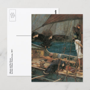 Cartão Postal Ulisses e as Sirens por John William Waterhouse