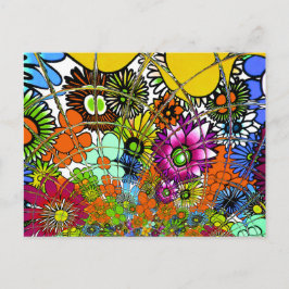 Cartão Postal Última Arte de Design de Padrão Floral Colorida In