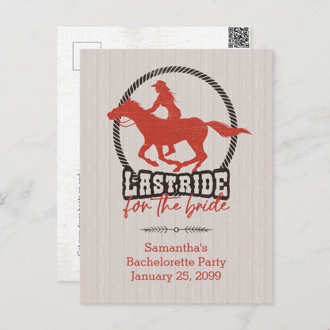 Cartão Postal Última Cavalgada Vermelha Enferrujada Para a Noiva (Frente/Verso)