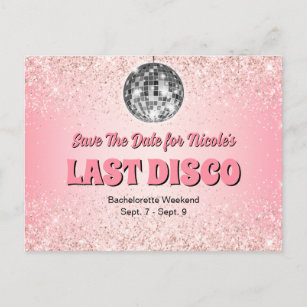 Cartão Postal Último Bachelorette de Disco Retroativo Cor-De-Ros