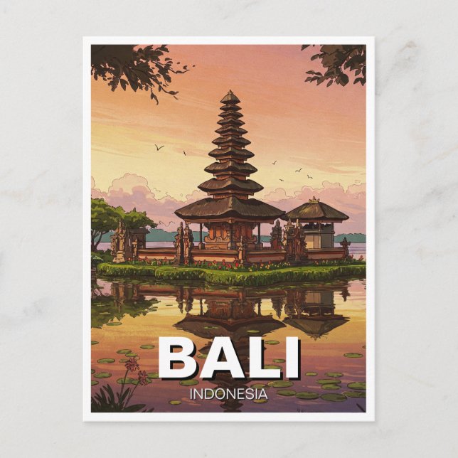 Cartão Postal Ulun Danu Bali Viagem da Indonésia (Frente)