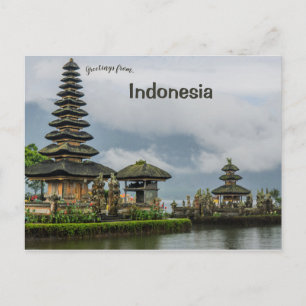 Cartão Postal Ulun Danu Beratan Temple Bali Indonésia