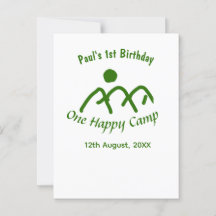 Um acampamento feliz montanha verde sol 1º anivers