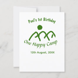 Cartão Postal Um acampamento feliz montanha verde sol 1º anivers