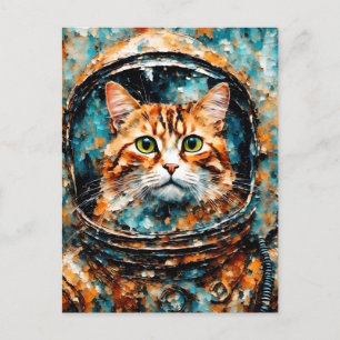 Cartão Postal um adorável astronauta de gatos