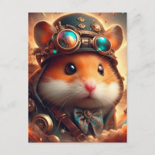 Cartão Postal um adorável hamster steampunk