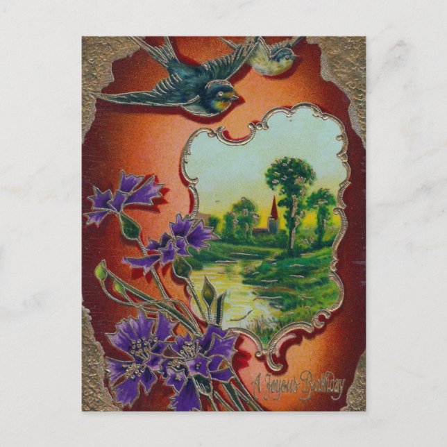 Cartão Postal Um aniversário alegre (Frente)