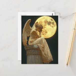 Cartão Postal Um anjo lindo e a lua