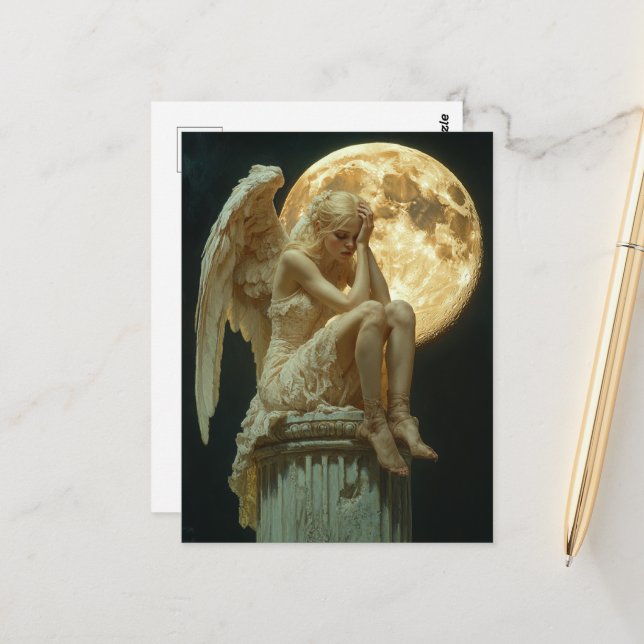 Cartão Postal Um anjo loiro e a lua (Frente/Verso In Situ)