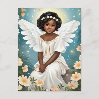 Cartão Postal Um Anjo Negro Cercado por Flores