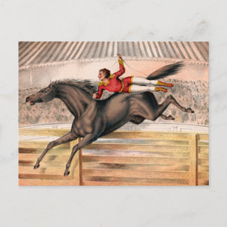 Cartão Postal Um Artista De Circo A Andar Com Um Cavalo De Salto