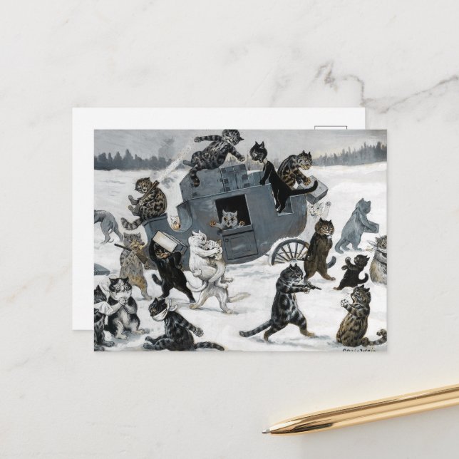 Cartão Postal Um assalto à autoestrada por Louis William Wain (Frente/Verso In Situ)