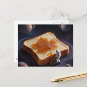 Cartão Postal Um astronauta com um pão de breakfast de calda de