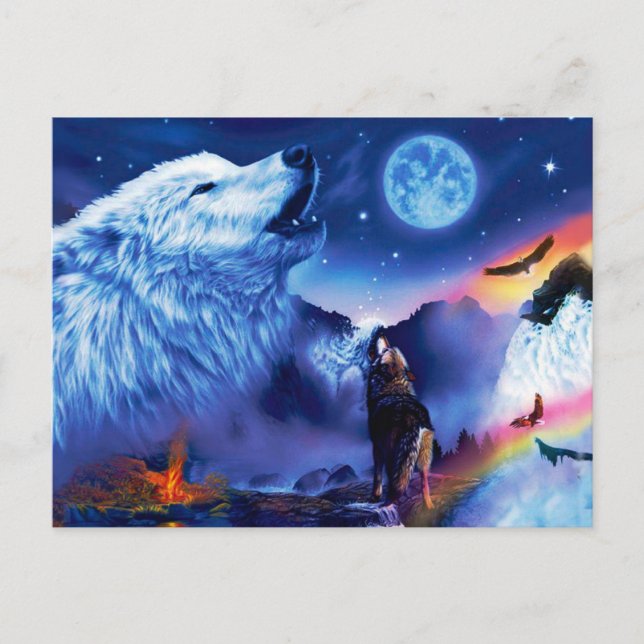 Cartão Postal Um bando de lobos numa noite escura (Frente)