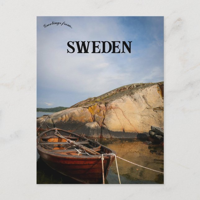 Cartão Postal Um Barco em Knödestrand Suécia (Frente)