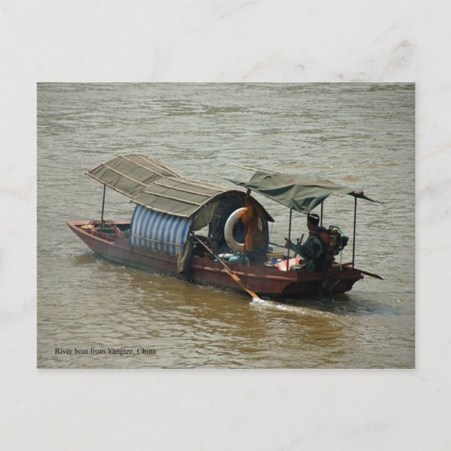 Cartão Postal Um barco fluvial de Yangtze. (Frente)