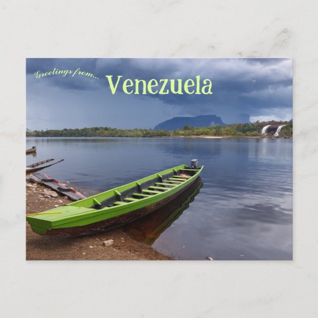 Cartão Postal Um Barco na Venezuela (Frente)