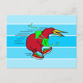 Cartão Postal Um belo cartoon Kiwi dirigindo calçados vestidos