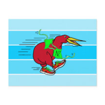 Um belo cartoon Kiwi dirigindo calçados vestidos