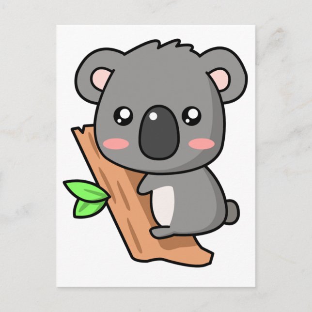 Cartão Postal Um belo desenho de Koala Urso na Árvore Eucalyptus (Frente)