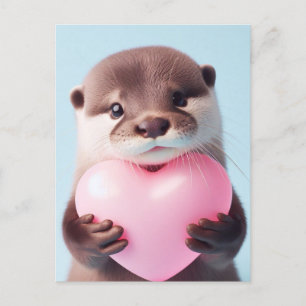 Cartão Postal Um belo Namorados de coração cor-de-rosa
