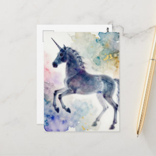 Cartão Postal Um belo unicórnio aquarela