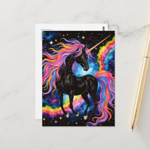 Cartão Postal Um belo unicórnio preto