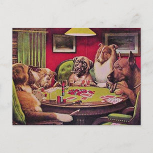 Cartão Postal Um Blefe Ousado, Cães Jogando Pôquer,